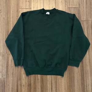 men’s vintage forest green blank crewneck made in USA regular fit